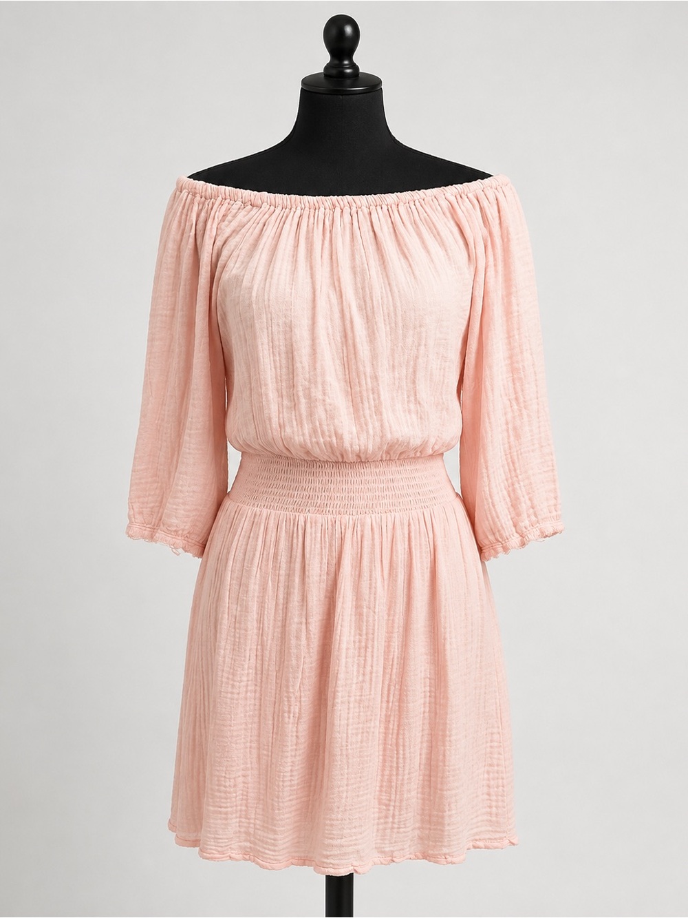 Michael Stars Blush Pink Gauze Off Shoulder Smocked Waist Dress Size S